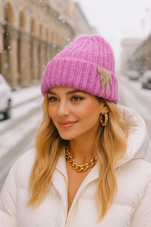 Fuchsia Embroidery Detailed Women's Beret