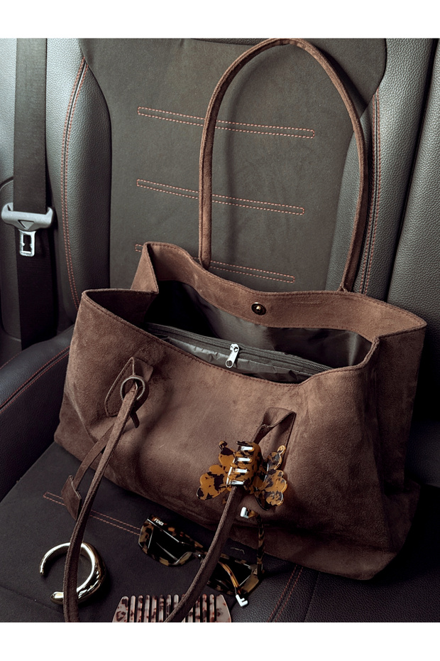 Row Acı Kahve Süet Kadın Çantası - 2