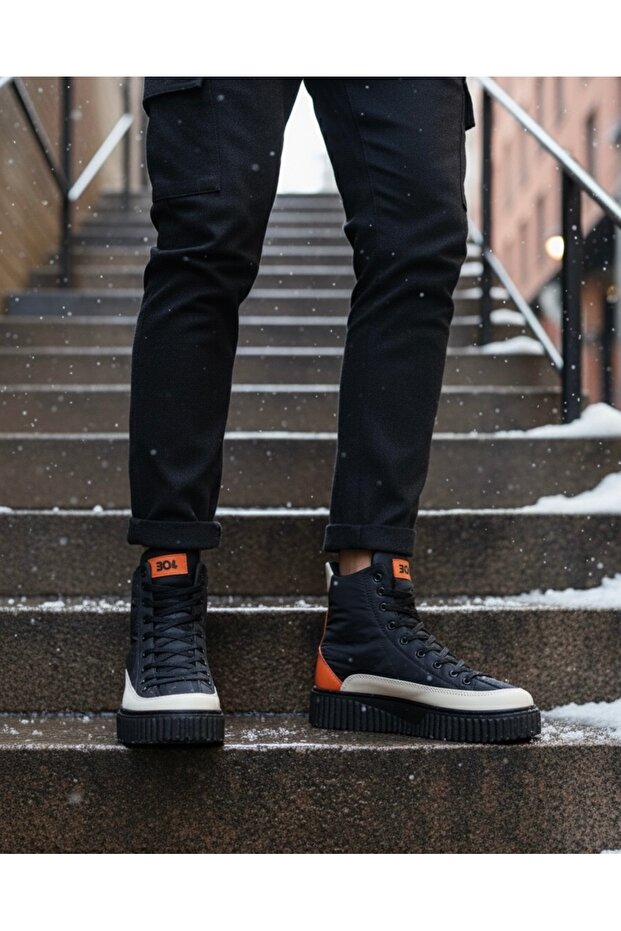 BA0811 BOA Siyah Deri Suni Deri Günlük Unisex Bot – Hafif Yapı - 3