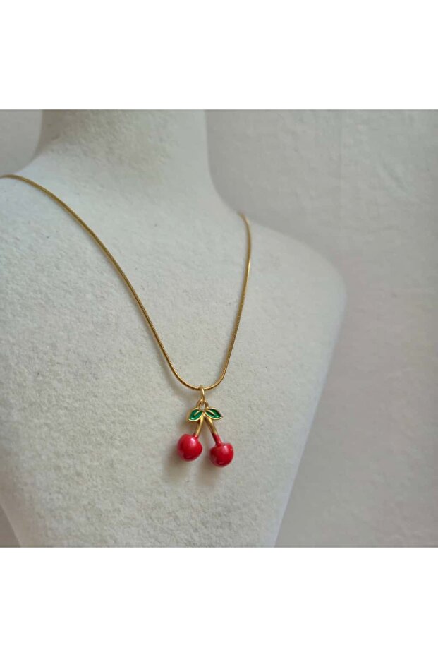 Non-Tarnish Steel Cherry Necklace