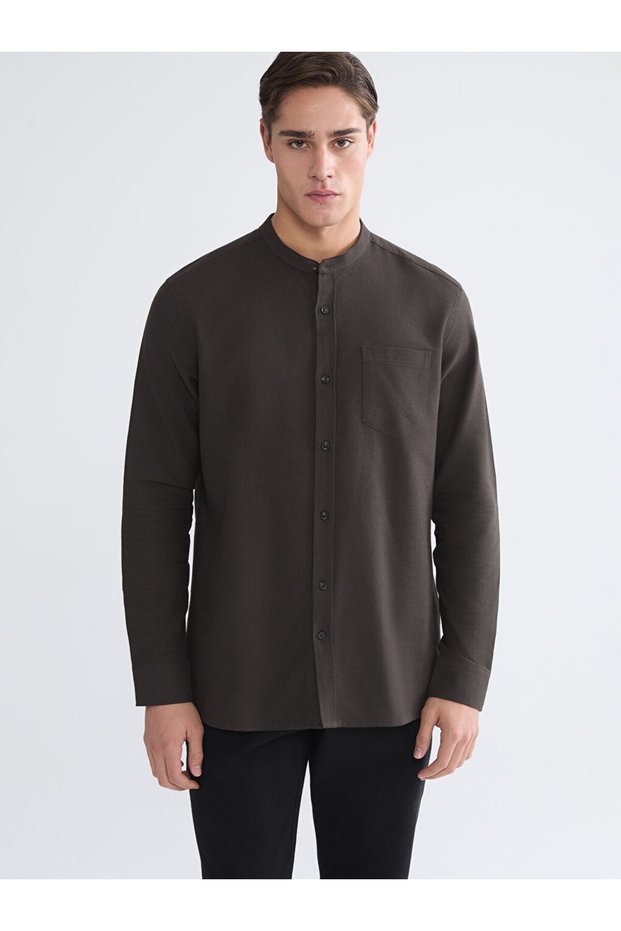Quality Parts from Çelebi Store Standard Fit Upright Roba Collar Long Sleeve Men's Shirt