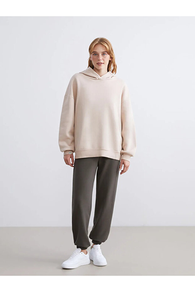 Beli Lastikli Kadın Jogger Eşofman Altı - 4