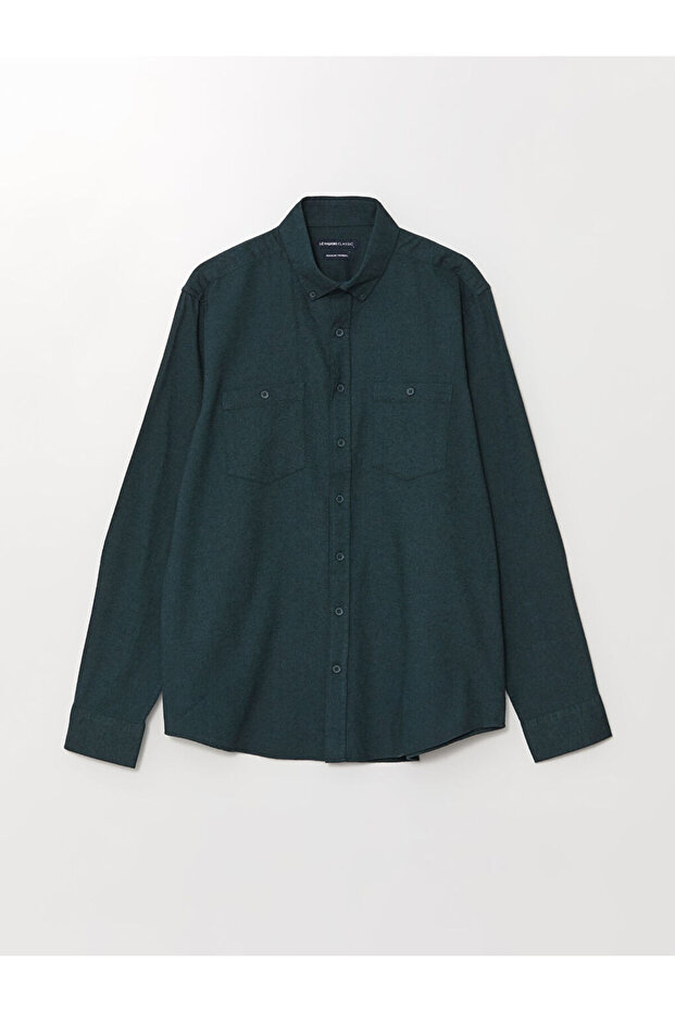 Regular Fit Long Sleeve Gabardine Men's Shirt