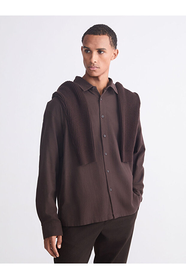 Esvab • Modern & Distinctive Comfortable Fit Long Sleeve Dobby Men's Shirt