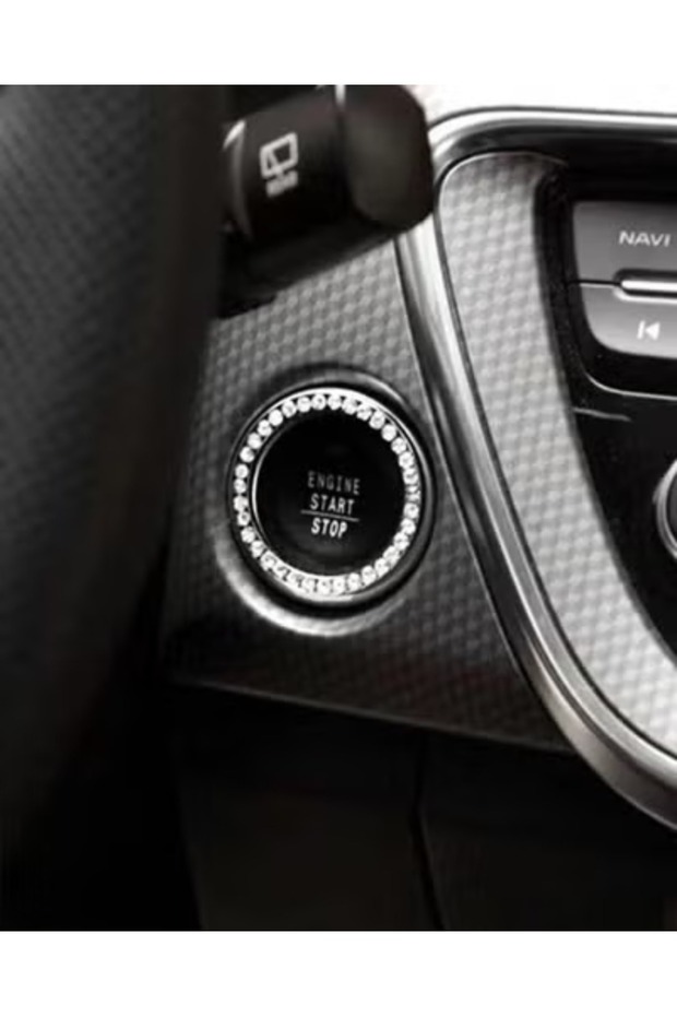 حلقة دائرية كريستالية لزر تشغيل السيارة حجر الراين قطعة واحدة - 3