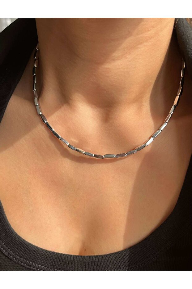 Silver Color Shiny Bead Necklace