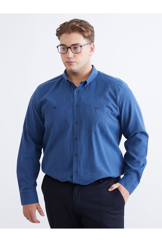 Men's Gabardine Long Sleeve Shirt in Plus Size Standard Fit by Style Keepers from Uzg Store