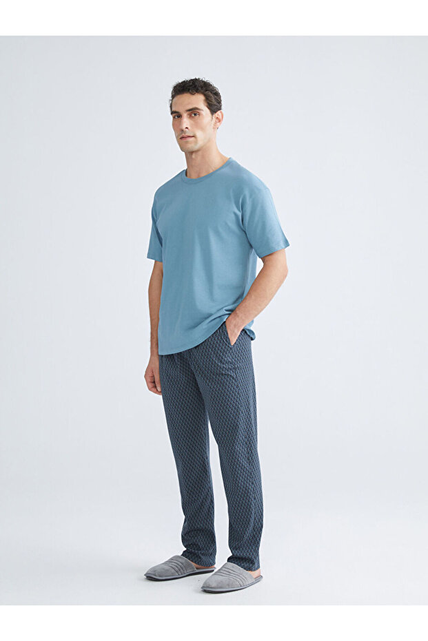 Navy Blue Standard Fit Men's Pajama Bottom