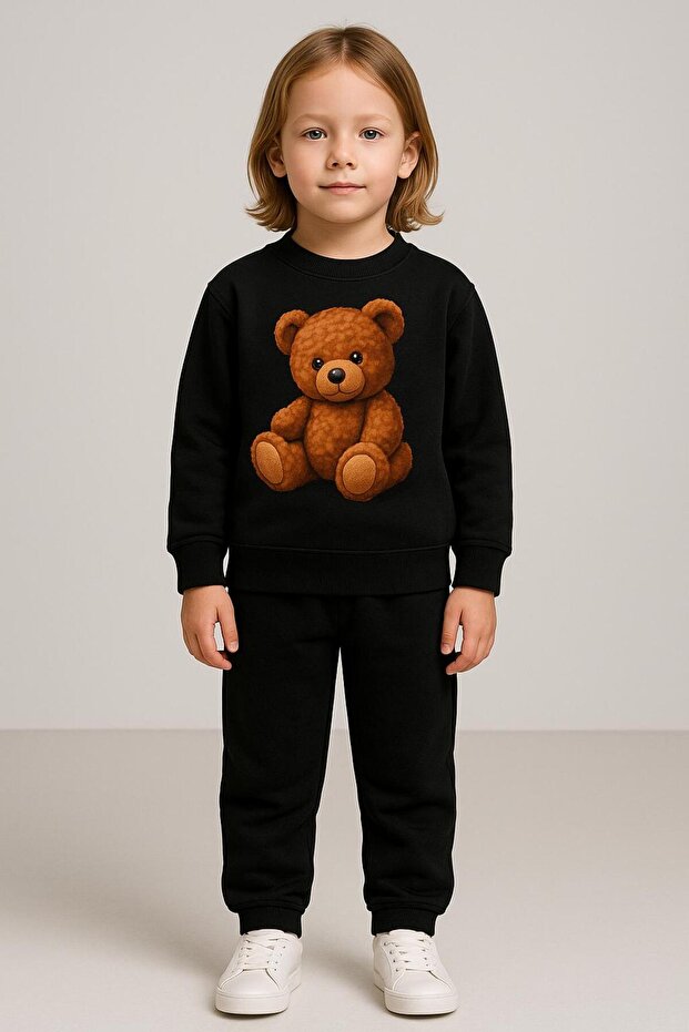 طقم رياضي للأطفال باللون البني SWEET BEAR B مطبوع
