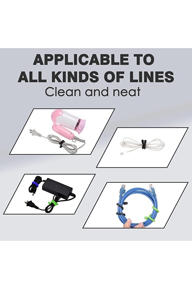 Silicone Wrapped Cable Ties, Reusable Multi-purpose Cable Organizers (9 pcs) - 3