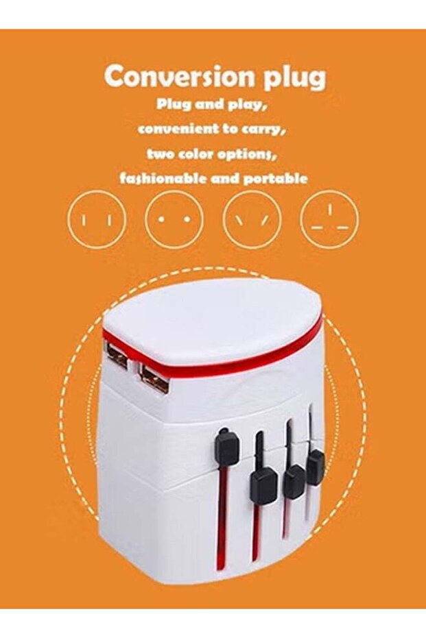 محول سفر عالمي - شاحن حائط متعدد الوظائف مع منفذ USB