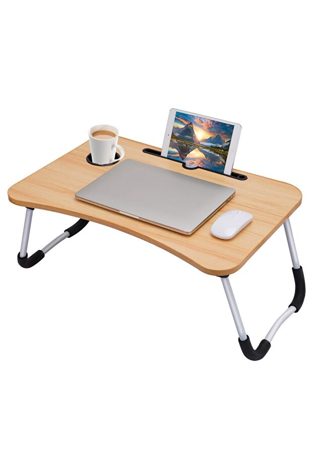 Foldable Wooden Laptop Table / Lap Desk for Bed & Study
