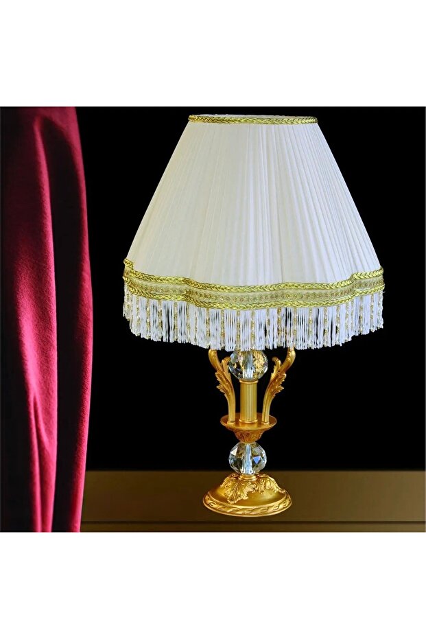 Crystal Table Lamp | Brass Cast Antique Crystal Lampshade (E27) 1 Bulb 40/80 cm