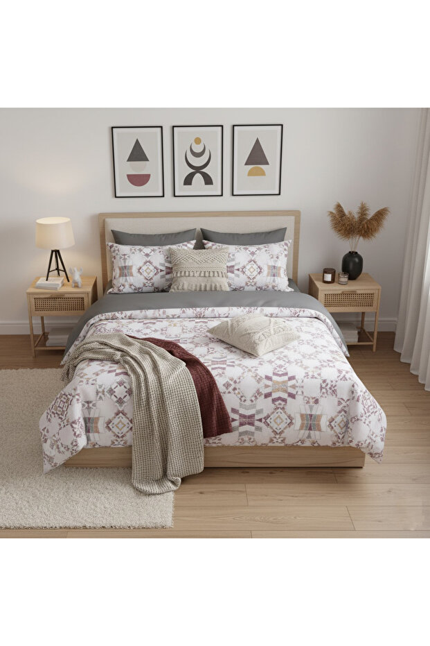 Double Duvet Cover Set with Fitted Sheet Artemis Smoke