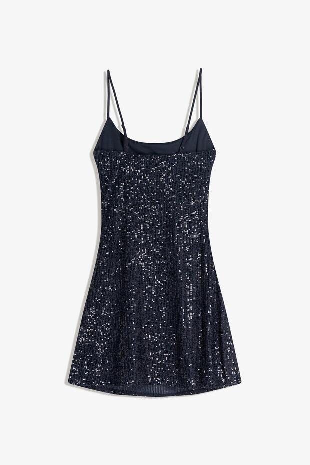 Pullu mini elbise - 8