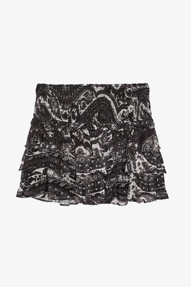 Ruffled Women's Skirt Etk01237Quzu Black