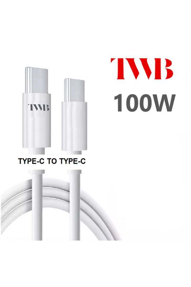 كابل ممتاز من Type-C إلى Type-C، 100 واط PD، شحن سريع 3.6 أمبير، 1 متر، أبيض