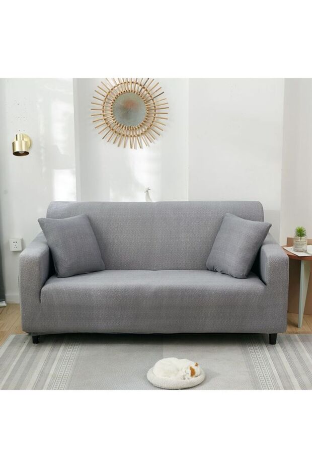 Texture Pattern Stretch Sofa Cover Grey - 1