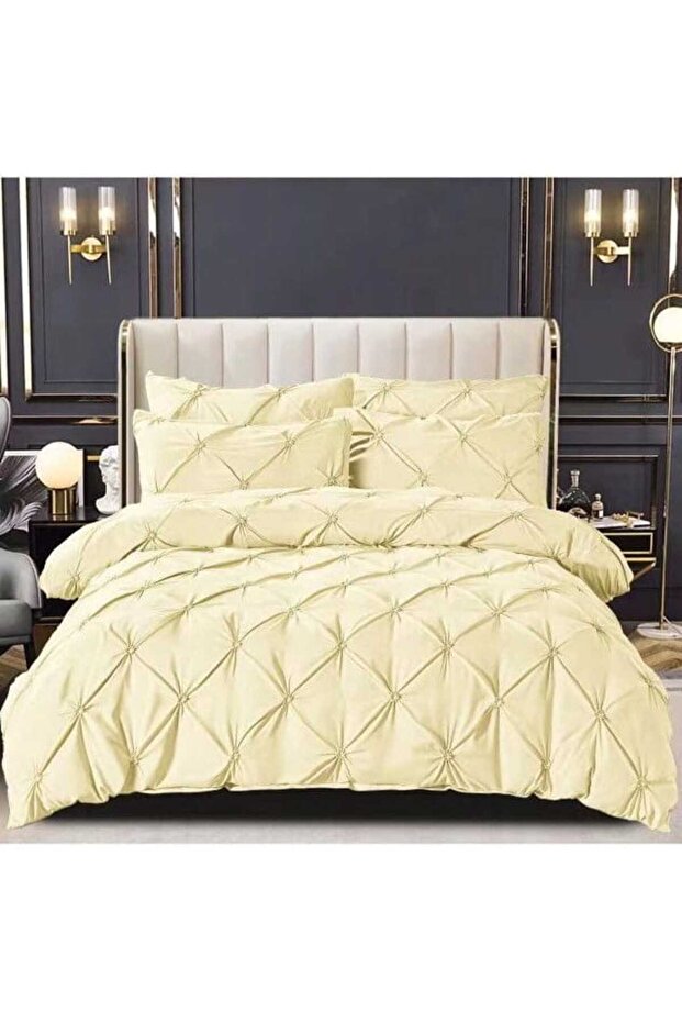 Solid Finet Bedding with Pleats - Yellow - 1