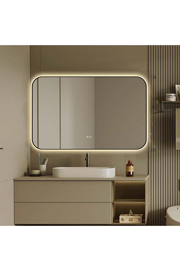 LED Mirror with Touch, with Defog Function, Black Frame, 110 x 70 cm, J187-11070 - 1