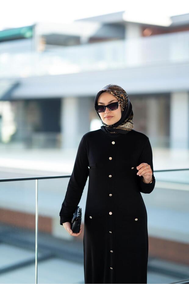 Günlük Şık Siyah Bambu Beyond Elbise - 2