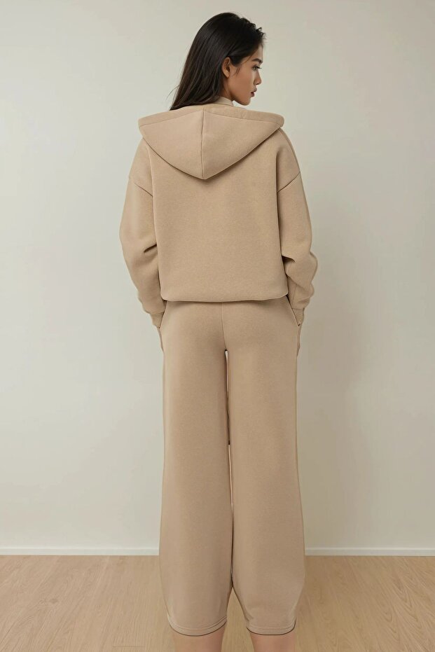 Oversize Fermuarlı Kapüşonlu Sweatshirt - 3