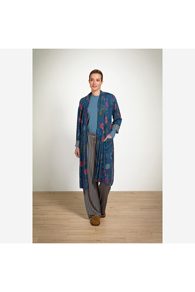 Nisha Mavi Viscose Kimono - 4