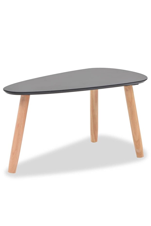 Coffee Table Set 2 Pieces Solid Pinewood Black - 5
