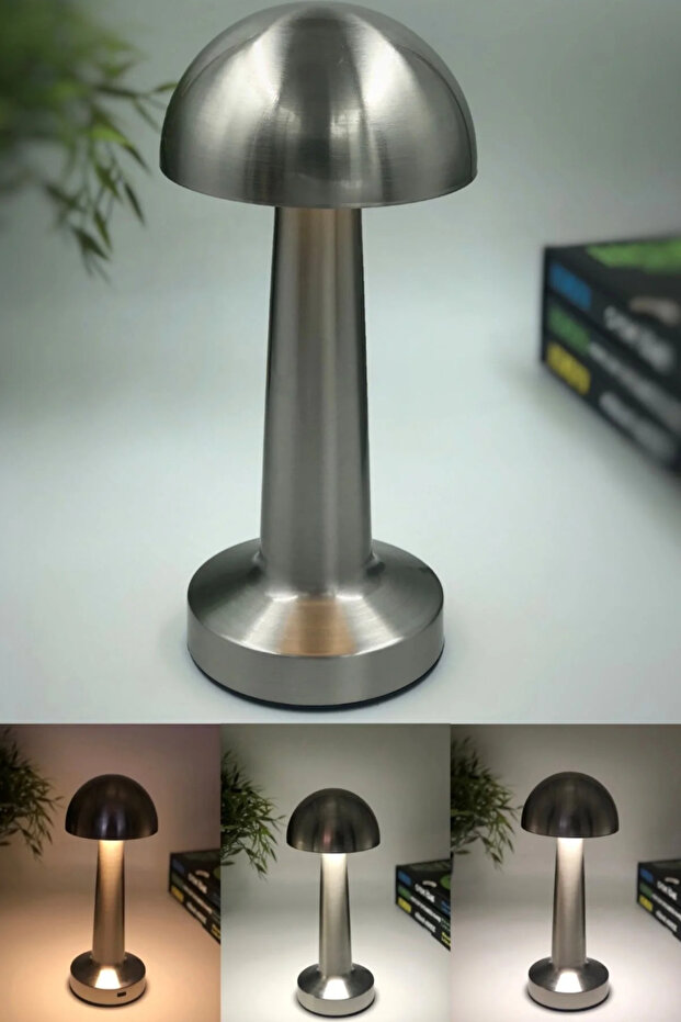 DOKUNMATİK MANTAR MASA LAMBASI 3 IŞIK RENGİ IŞIK KISILIP AÇILABİLİR ŞARJLI - 1