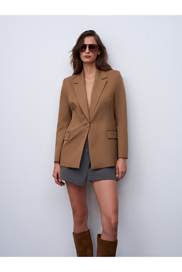 60775 Blazer Ceket-Camel - 5
