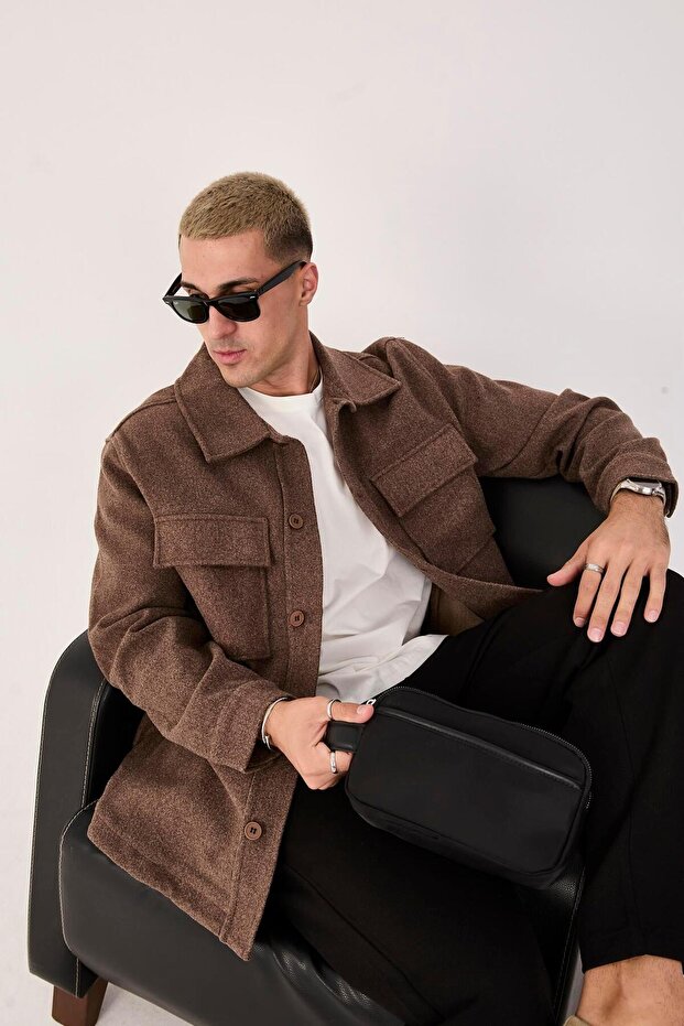 Oversize/Regular Fit Düğmeli %100 Pamuk Ceket - Kışlık Basic Model - 2