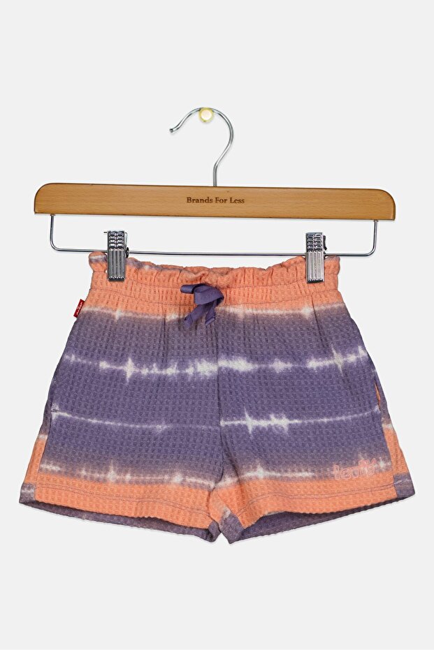 Toddlers Girl Embroidered Logo Knit Shorts, Multicolor