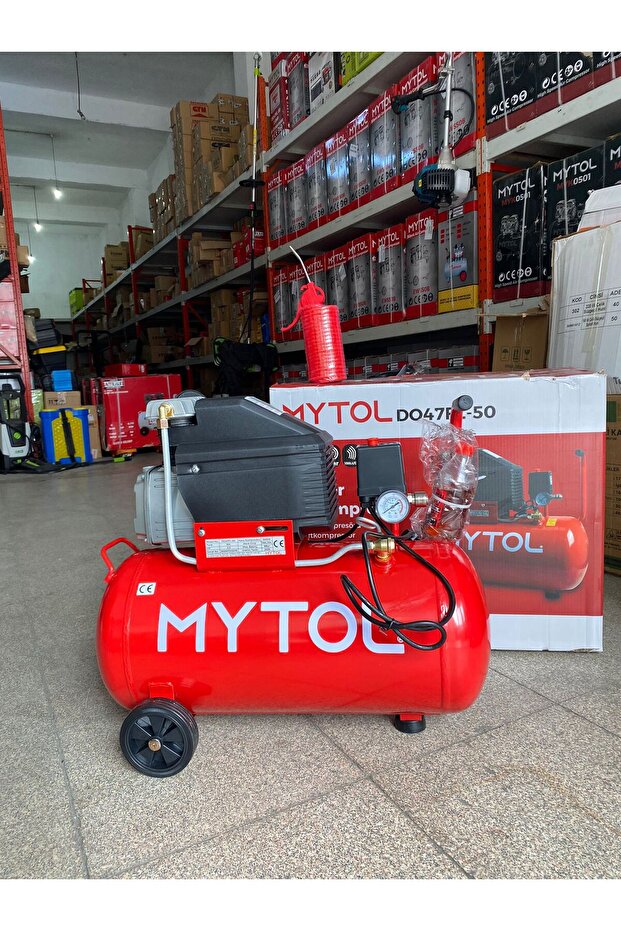 MYTOL 2 Hp 50 Litre Yağlı Sesli Hava Kompresörü 8 Bar ve hava tabancası ve hortumu hediyeli - 1