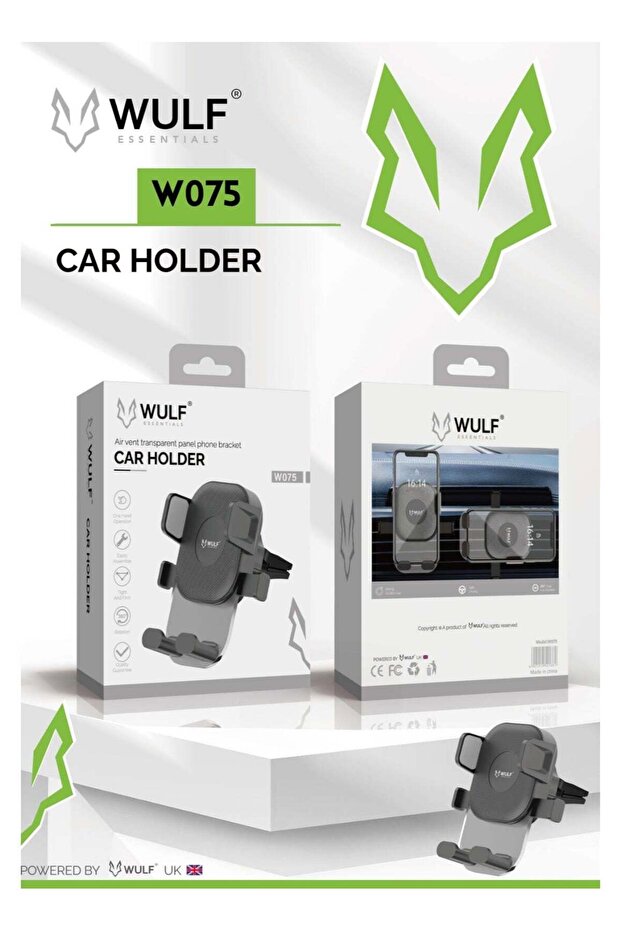 W075 Universal Car Holder – Strong Grip, 360° Rotation, Easy Mount
