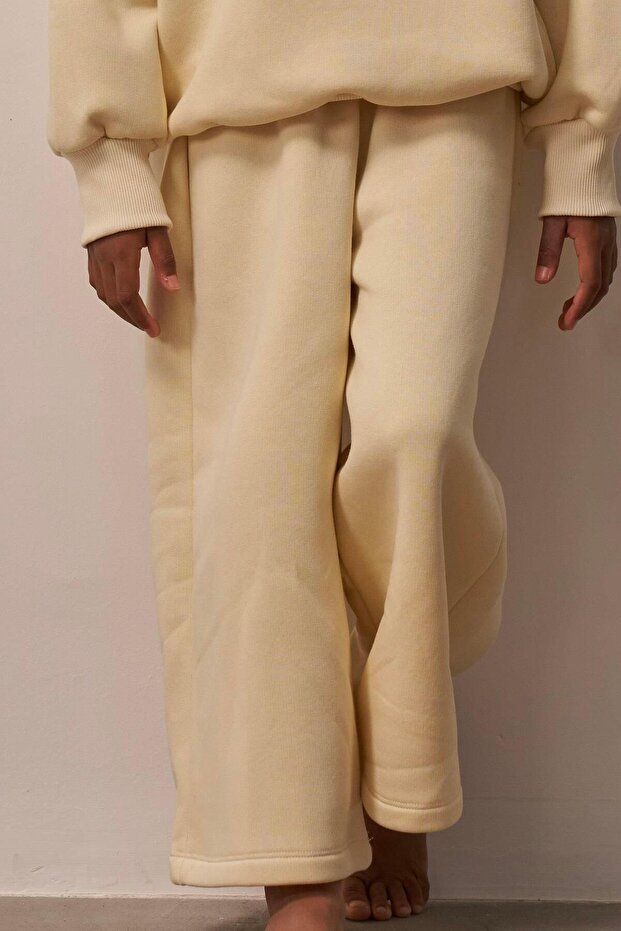 Cream Wide Leg Sweatpants
