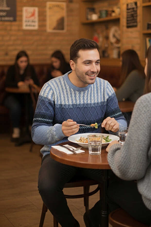 سترة سميكة منقوشة برقبة دائرية للرجال - 3