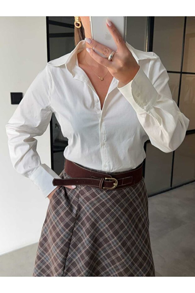 SLİM FİT BASİC EKRU GÖMLEK - 2