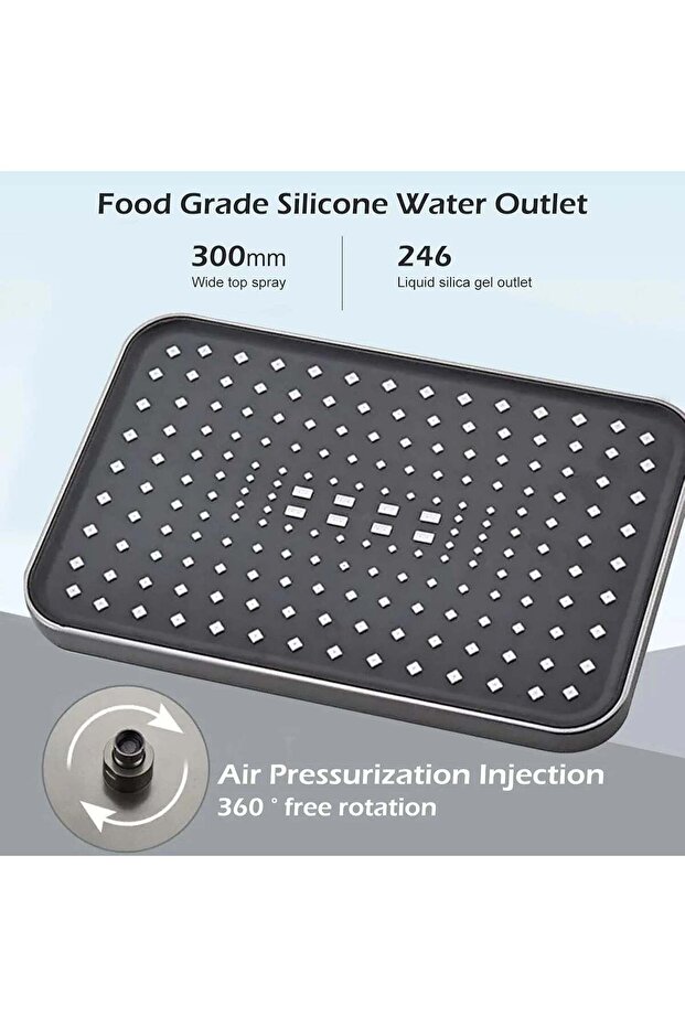 Thermostatic Shower Column, Digital Display, Ambient LED, 4 Functions, Rectangular Rain Shower - 5