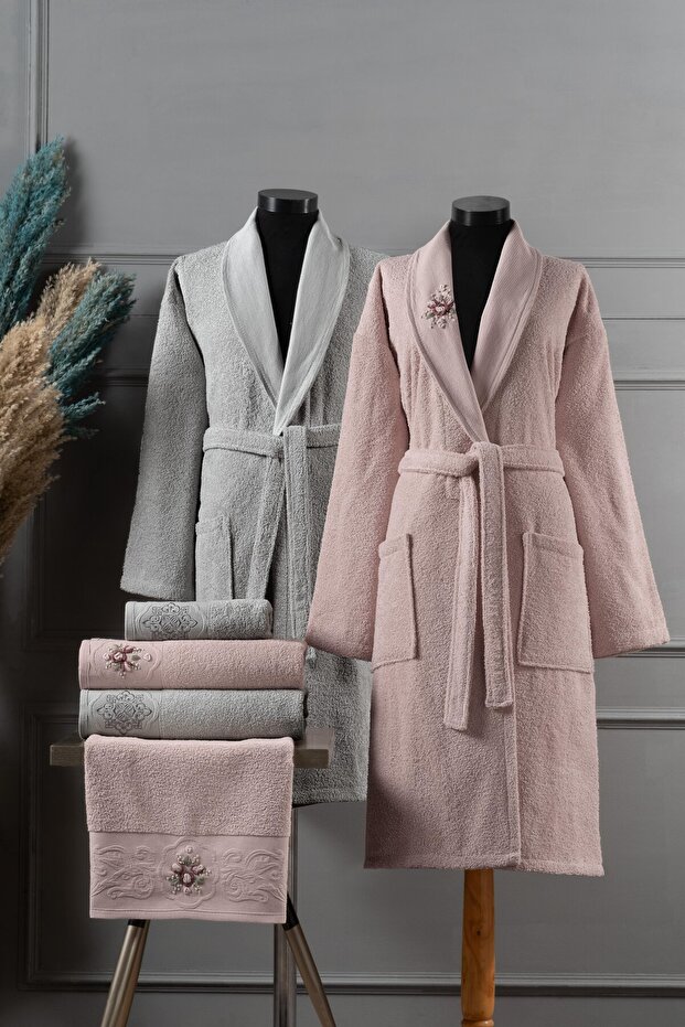 Lalin Pamuklu Bornoz Seti - 2