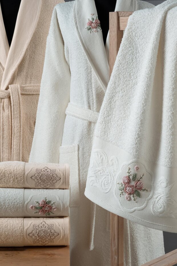 Lalin Pamuklu Bornoz Seti - 1