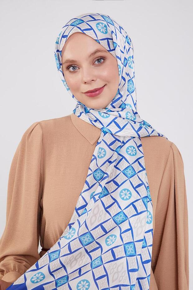 Cobalt Damla Pattern Brand Shawl
