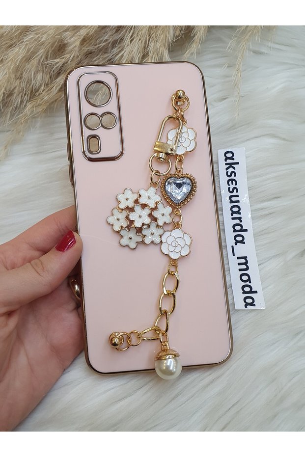 Vivo Y31 2021 Compatible Flowered Stone Laser Cut Shiny Case