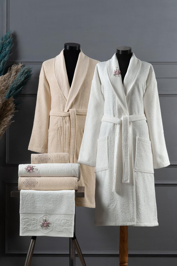 Lalin Pamuklu Bornoz Seti - 2