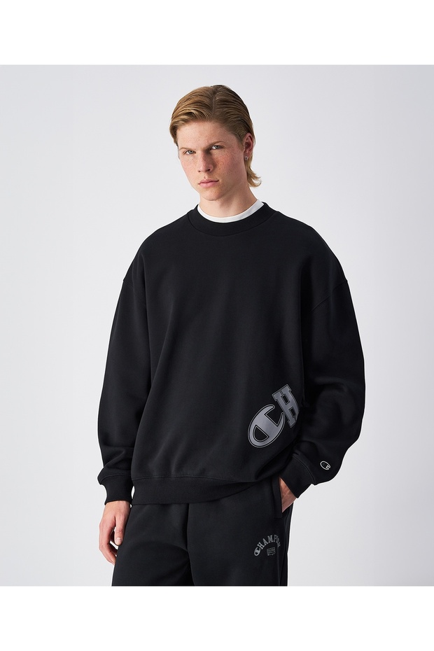 Urban Contemporary Crewneck Sweatshirt Black Men's Sweatshirt - 221209-Kk001