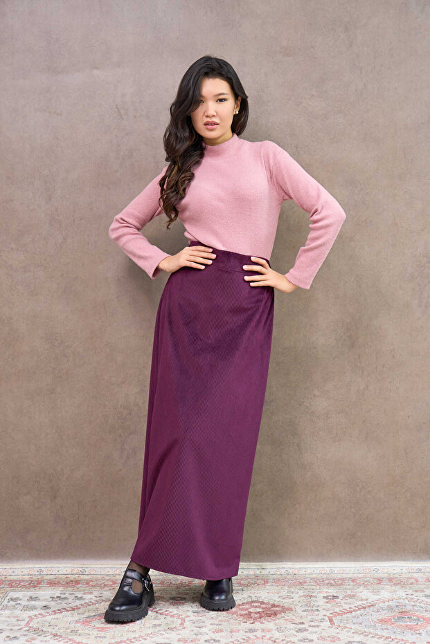 Long Plum Velvet Skirt