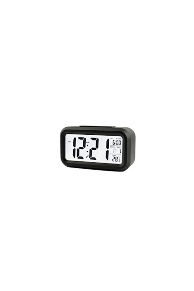 Smart Clock with Time, Date, Temperature Display, Ambient Light Sensor, L14 x W4.5 x H6.5, Black - 1