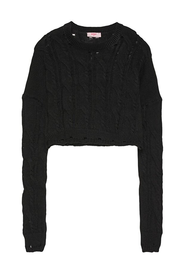 Crop Knitwear with Ripped Detail