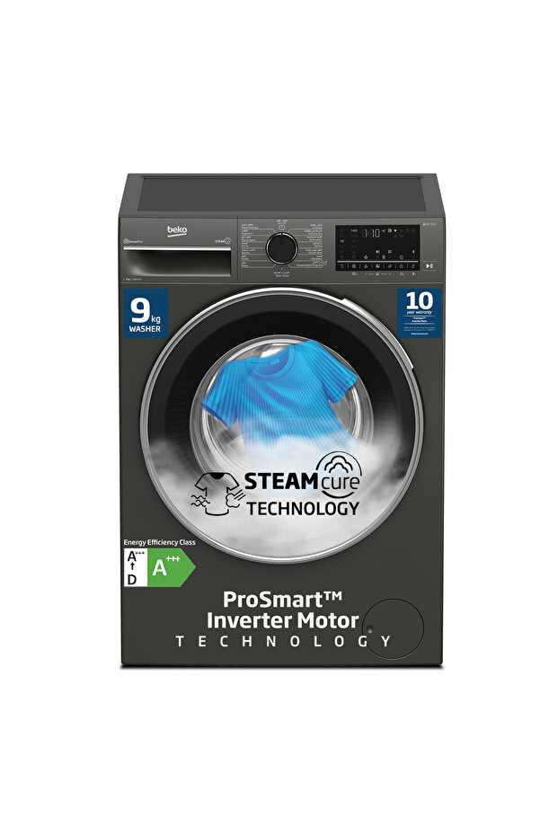 9 kg Front Load Washing Machine, 1400 RPM, 15 Programmes, SteamTherapy, WTV9314XM(Grey)
