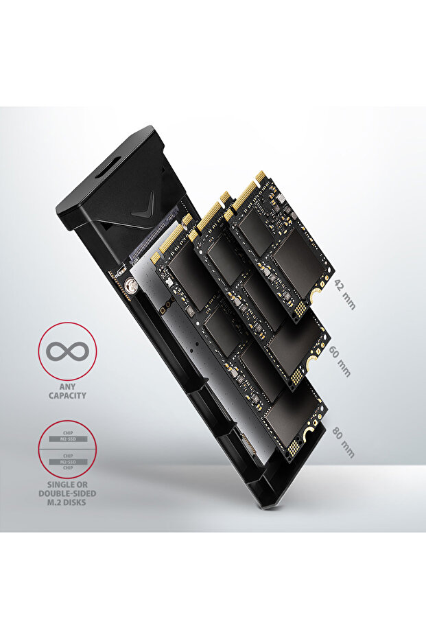 AXAGON External USB-C 10Gbps metal box for M.2 NVMe SSD disks - 9