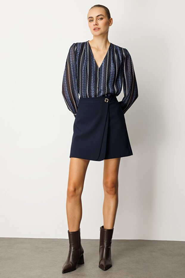 Beli Broşlu Şort Etek - 2